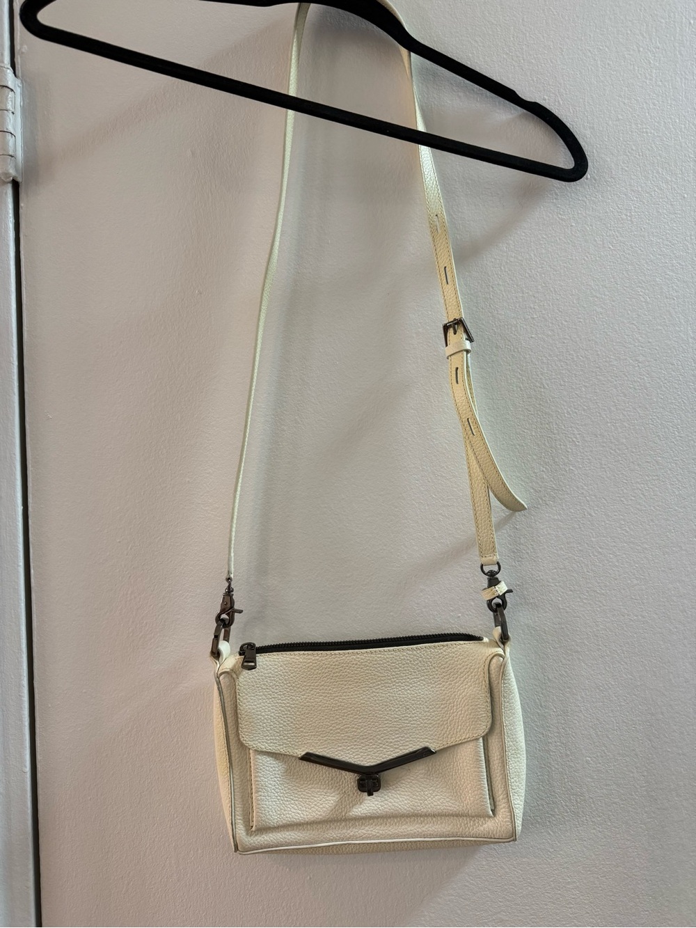 Botkier Cream Leather Crossbody with Front Flap